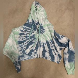 Tie Dye Cropped Zip Up Hoodie